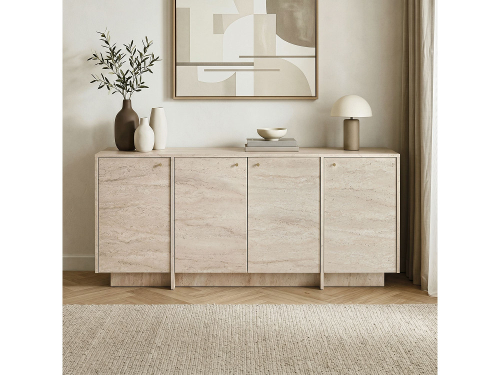Holzkonsole „Varen“ – 180 x 45 x 82 cm – Travertin