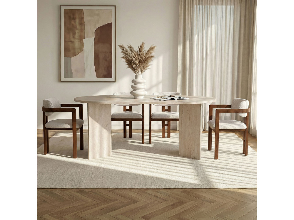 Esstisch- und Stuhlgarnitur (5-teilig) aus Holz „Meridia 4“ – 180 x 90 x 75 cm – Weiß