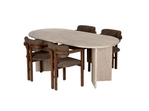 Esstisch- und Stuhlgarnitur (5-teilig) aus Holz „Meridia 4“ – 180 x 90 x 75 cm – Braun