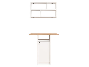 Esstisch- und Wandregal-Set (2-teilig) aus Holz „Nord“ – 72 x 44 x 74 cm – Weiß