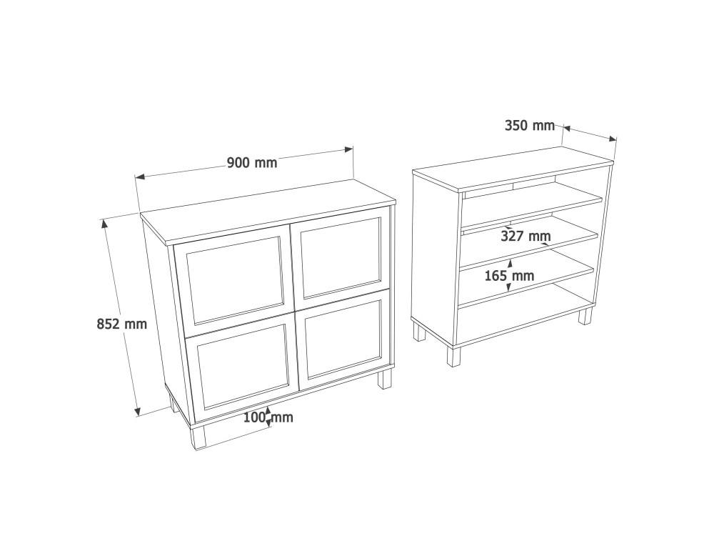 Schuhschrank aus Holz „Dune“ – 90 x 35 x 85 cm – Eiche