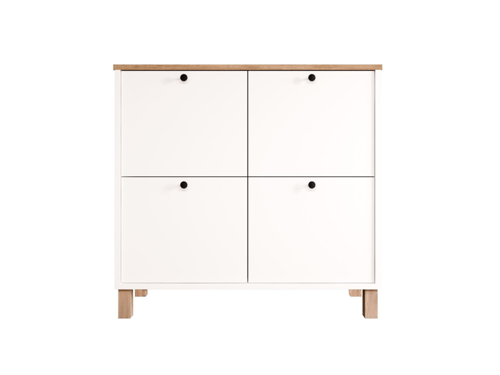 Schuhschrank aus Holz „Nord“ – 90 x 35 x 85 cm – Weiß