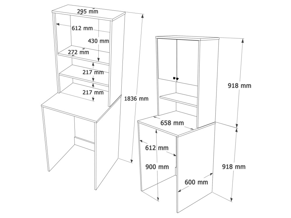Waschmaschinenunterschrank aus Holz „Nord“ – 66 x 60 x 183 cm – Weiß