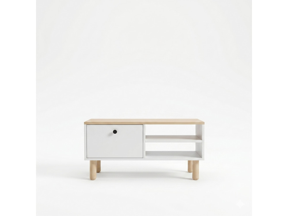 Holz-Couchtisch „Aris“ – 90 x 38,8 x 60 cm – Eiche Saphir / Weiß