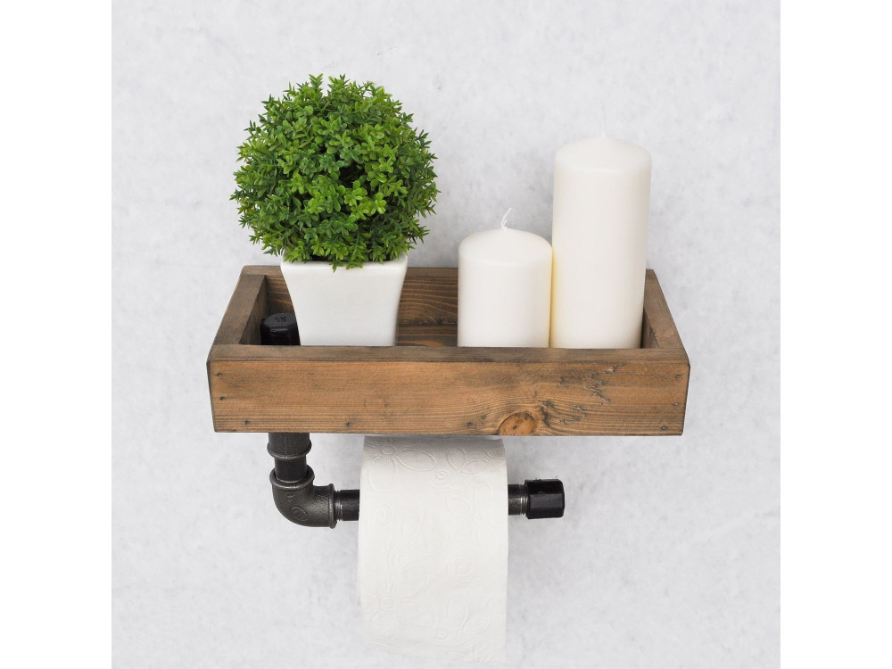 Holzrohrregal „Boruraf117“ – 28 x 14 x 16 cm – Braun
