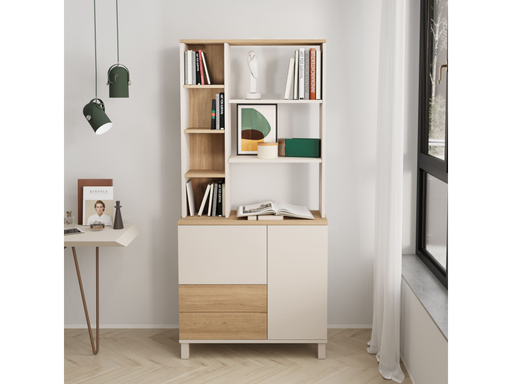 Holzbücherregal „Mood“ – 85 x 35 x 188 cm – Beige
