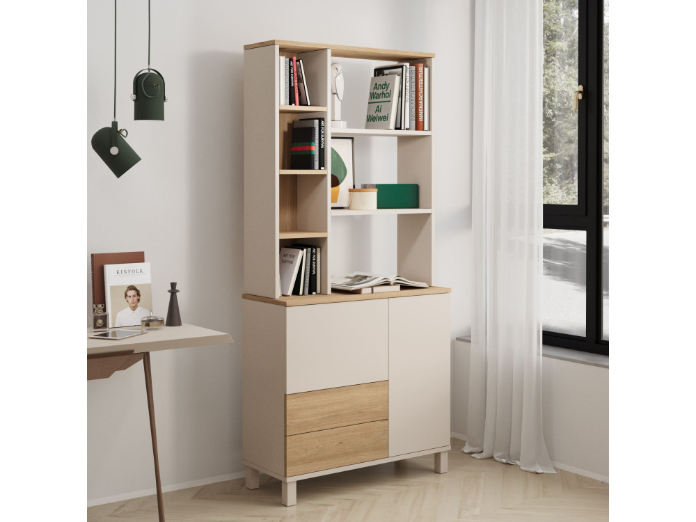 Holzbücherregal „Mood“ – 85 x 35 x 188 cm – Beige