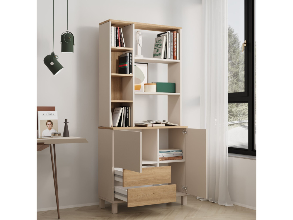 Holzbücherregal „Mood“ – 85 x 35 x 188 cm – Beige