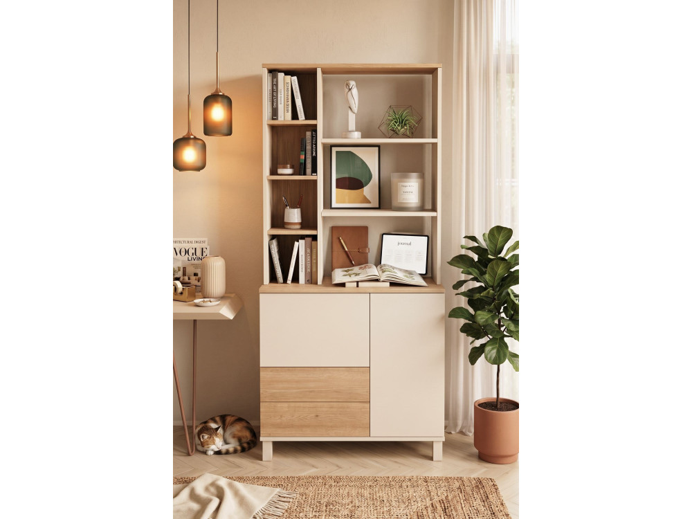 Holzbücherregal „Mood“ – 85 x 35 x 188 cm – Beige