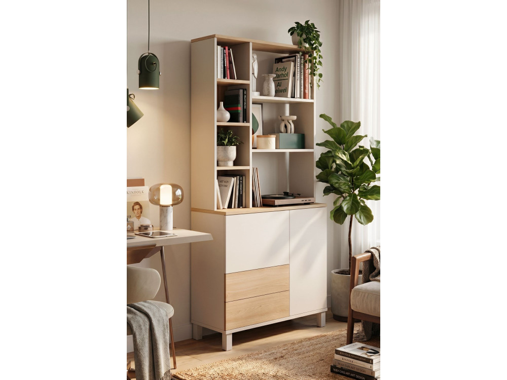 Holzbücherregal „Mood“ – 85 x 35 x 188 cm – Beige