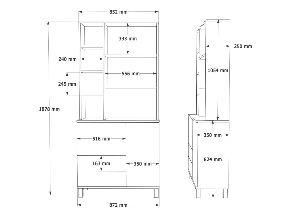 Holzbücherregal „Mood“ – 85 x 35 x 188 cm – Beige