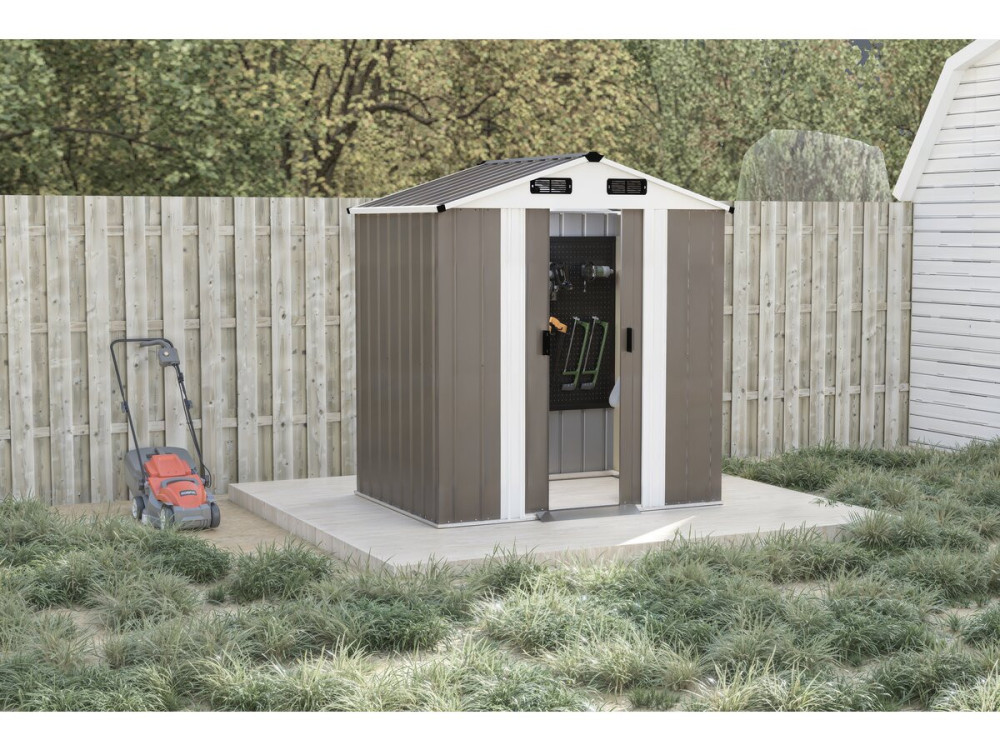 Gartenhaus aus Metall „Dallas II“ – 2,17 m² – Taupe