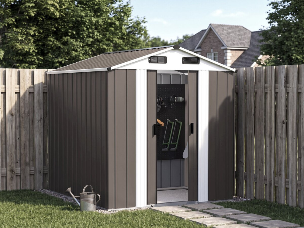 Gartenhaus aus Metall „Dallas“ – 4,12 m² – Taupe