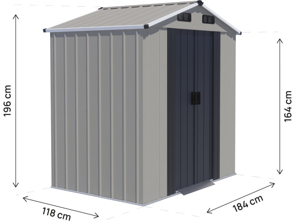 Gartenhaus aus Metall „Nebraska“ – 2,17 m² – Grau