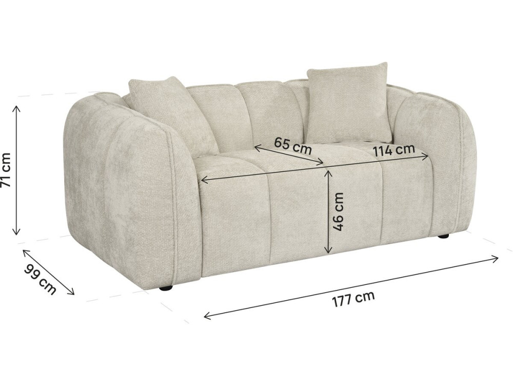 Gerades Sofa im Bubble-Stil aus dem Stoff „Wagram“ – 2-Sitzer – Beige