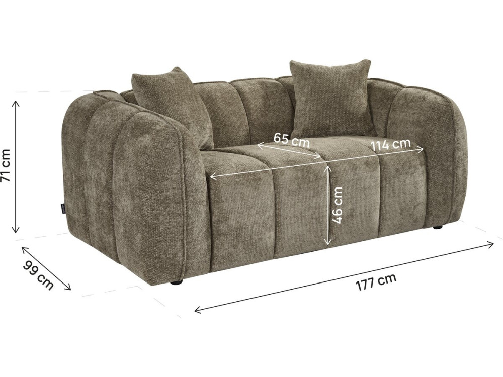 Gerades Sofa im Bubble-Stil aus dem Stoff „Wagram“ – 2-Sitzer – Braun