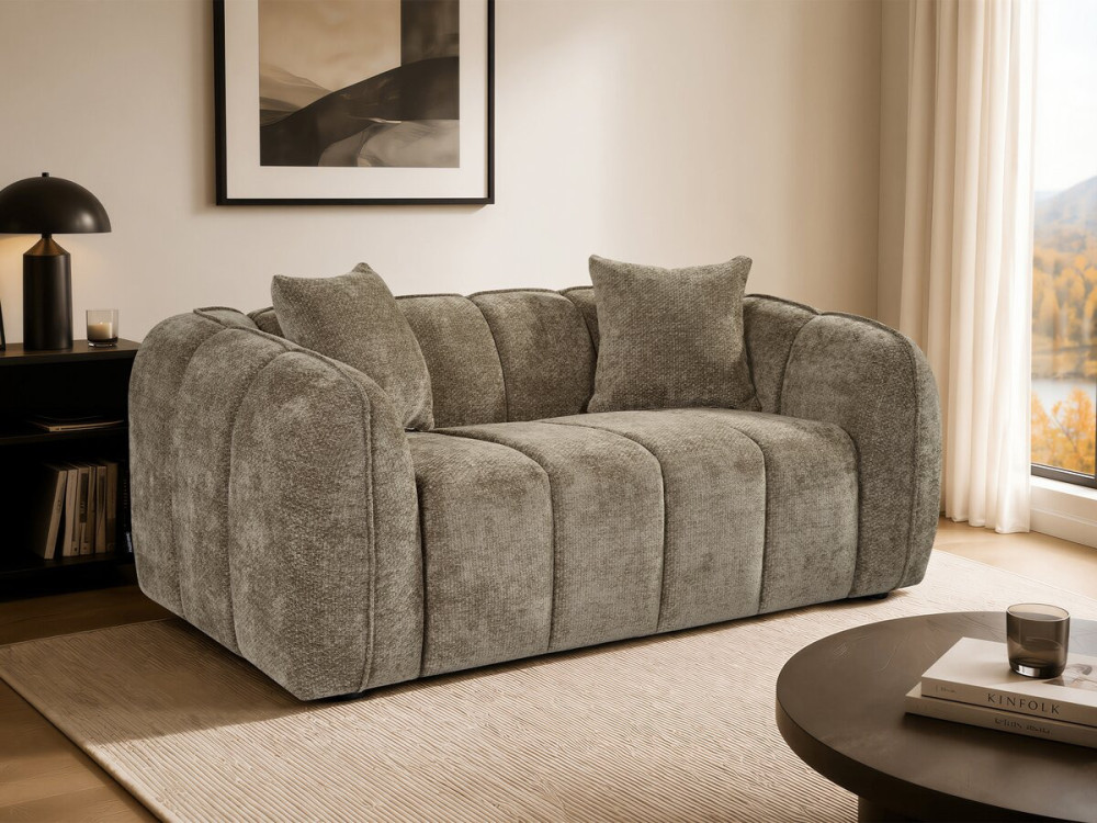 Gerades Sofa im Bubble-Stil aus dem Stoff „Wagram“ – 2-Sitzer – Braun