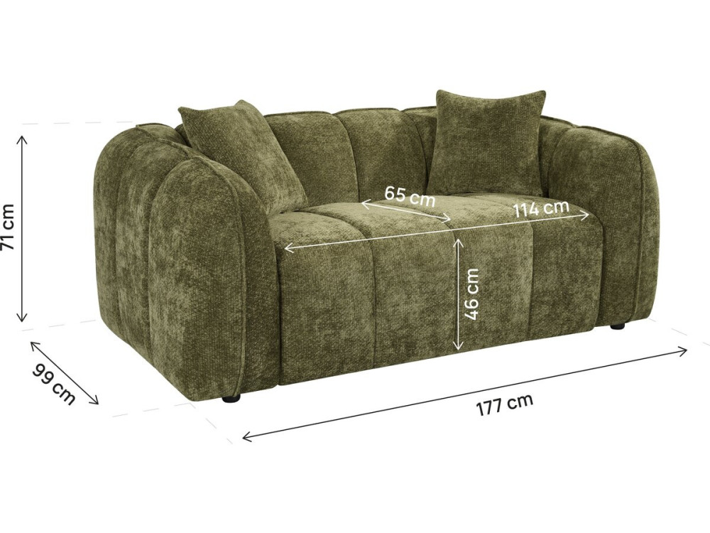 Gerades Sofa im Bubble-Stil aus dem Stoff „Wagram“ – 2-Sitzer – Grün