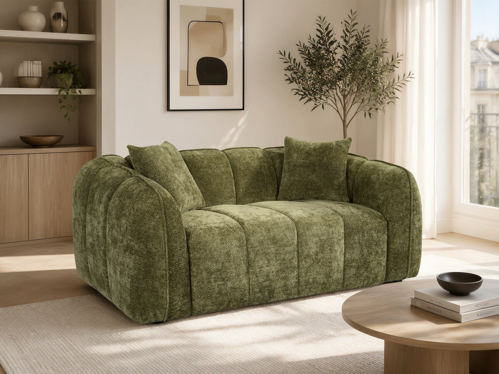 Gerades Sofa im Bubble-Stil aus dem Stoff „Wagram“ – 2-Sitzer – Grün