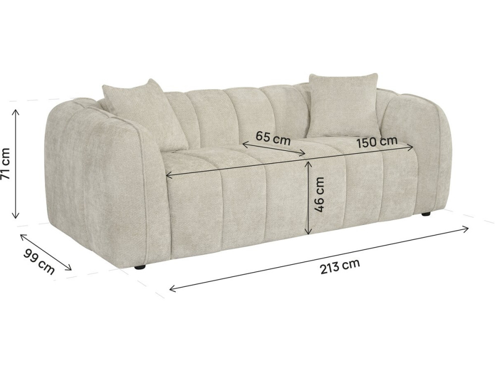 Gerades Sofa im Bubble-Stil aus dem Stoff „Wagram“ – 3-Sitzer – Beige