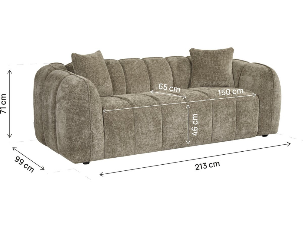 Gerades Sofa im Bubble-Stil aus dem Stoff „Wagram“ – 3-Sitzer – Braun