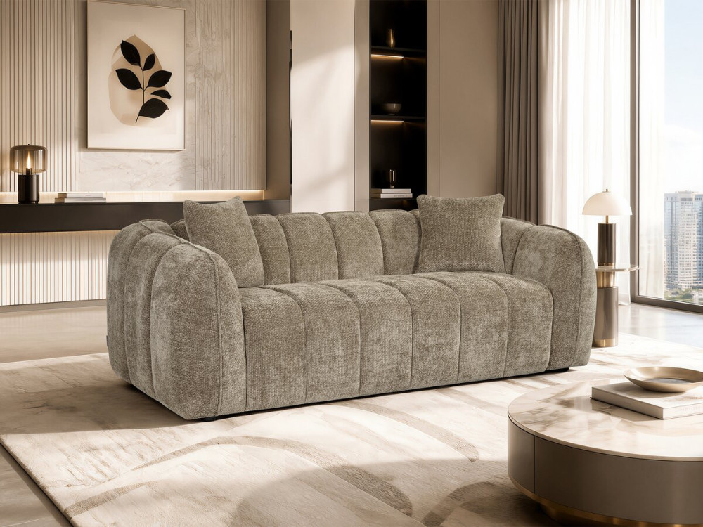 Gerades Sofa im Bubble-Stil aus dem Stoff „Wagram“ – 3-Sitzer – Braun