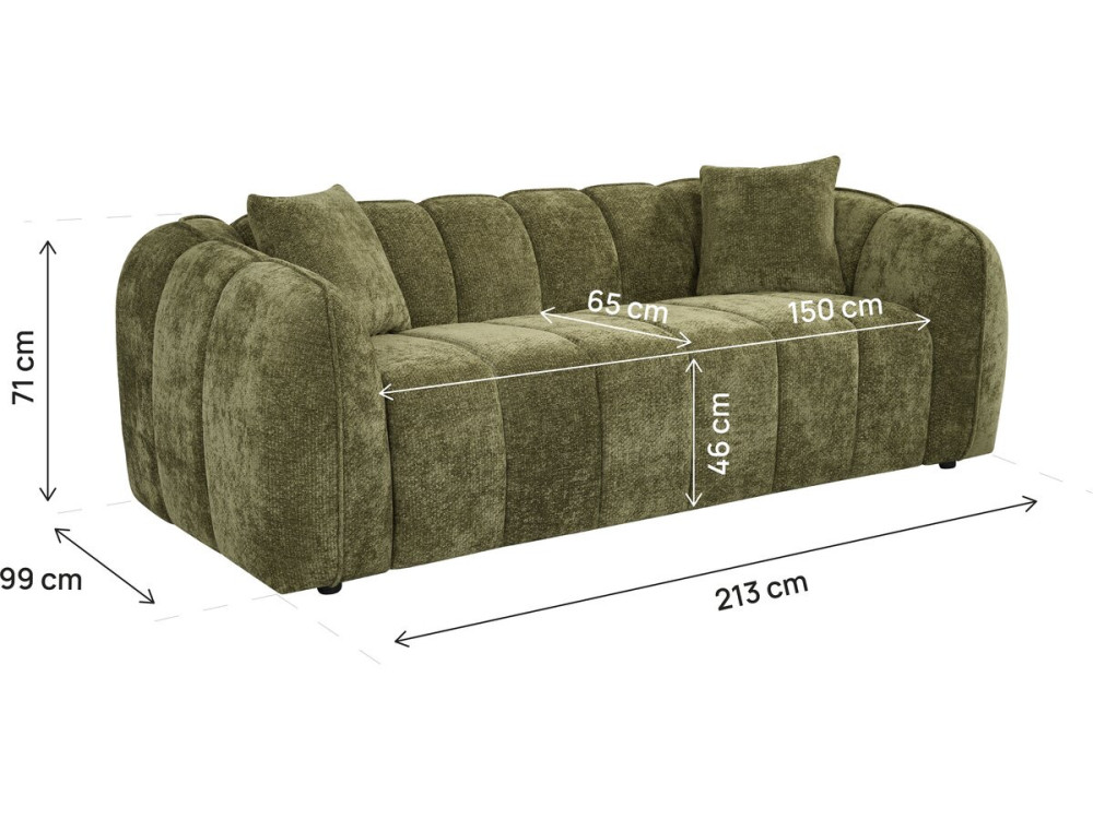 Gerades Sofa im Bubble-Stil aus dem Stoff „Wagram“ – 3-Sitzer – Grün