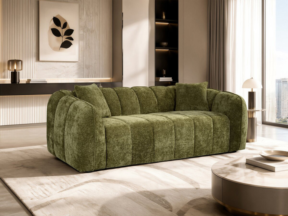 Gerades Sofa im Bubble-Stil aus dem Stoff „Wagram“ – 3-Sitzer – Grün
