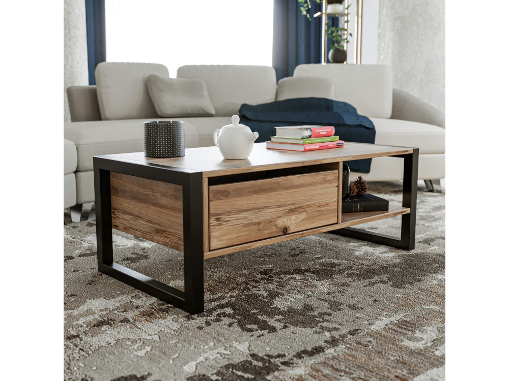 Holz-Couchtisch „Haldizen“ – 105 x 55 x 40 cm – Braun