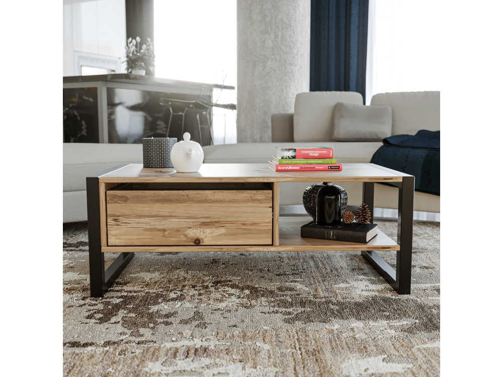Holz-Couchtisch „Haldizen“ – 105 x 55 x 40 cm – Braun