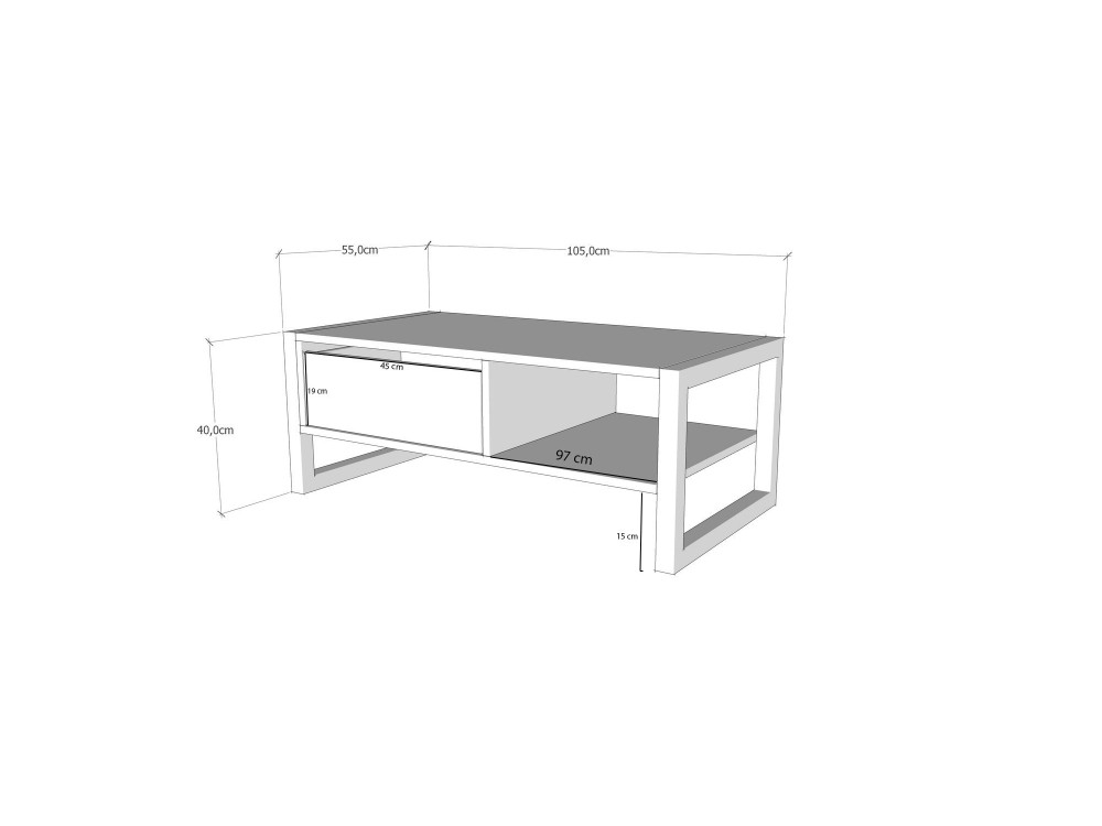 Holz-Couchtisch „Haldizen“ – 105 x 55 x 40 cm – Braun