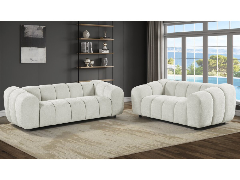 Gerades Sofa im Bubble-Stil aus dem Stoff „Courcelles“ – 2-Sitzer – Beige
