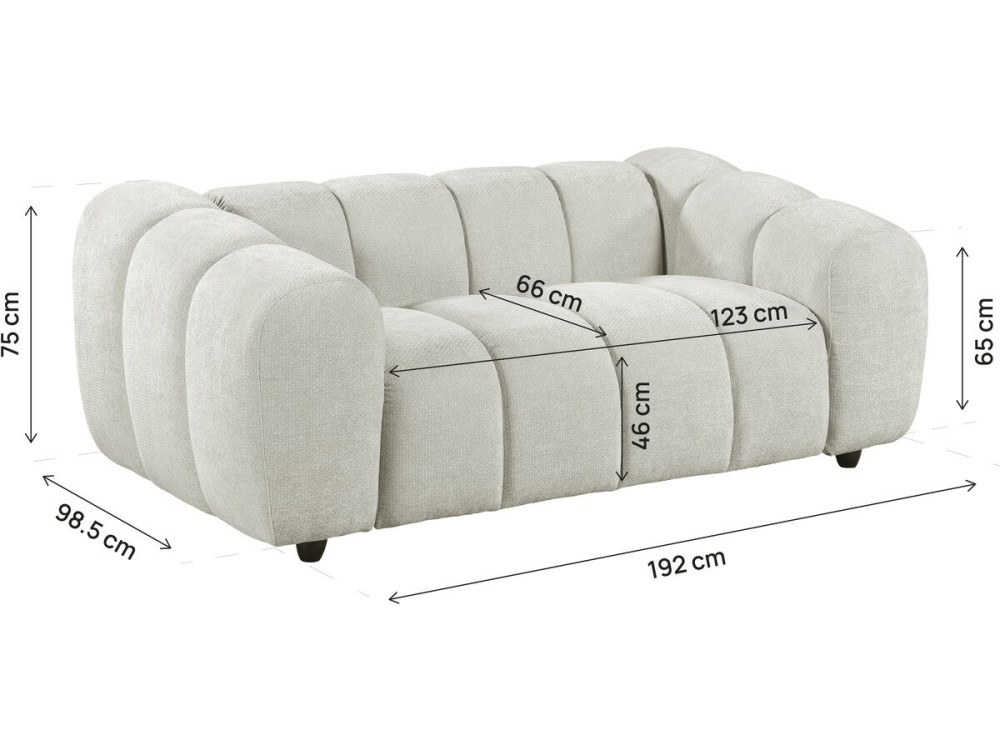 Gerades Sofa im Bubble-Stil aus dem Stoff „Courcelles“ – 2-Sitzer – Beige