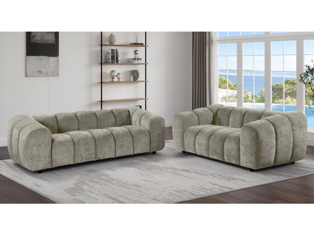 Gerades Sofa im Bubble-Stil aus dem Stoff „Courcelles“ – 2-Sitzer – Braun