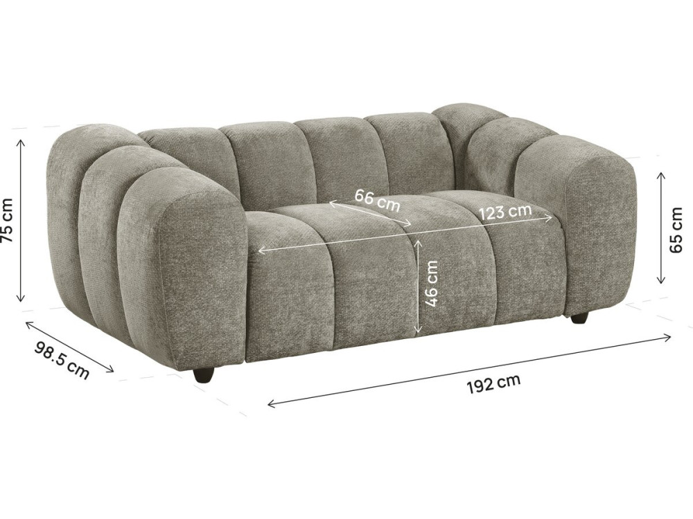 Gerades Sofa im Bubble-Stil aus dem Stoff „Courcelles“ – 2-Sitzer – Braun