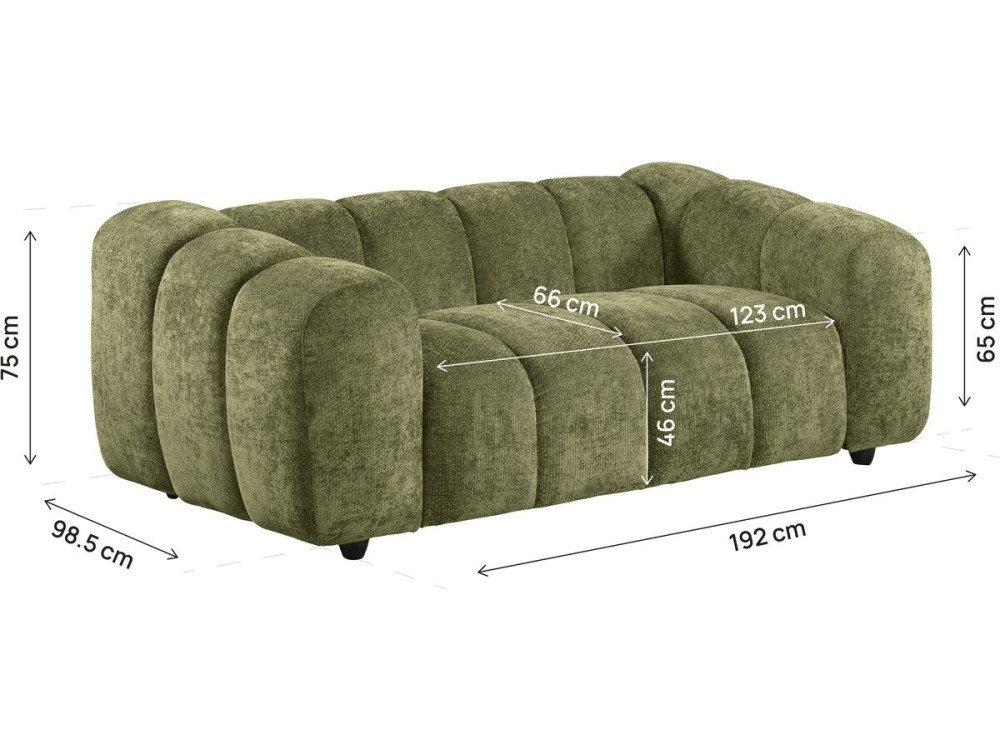 Gerades Sofa im Bubble-Stil aus dem Stoff „Courcelles“ – 2-Sitzer – Grün