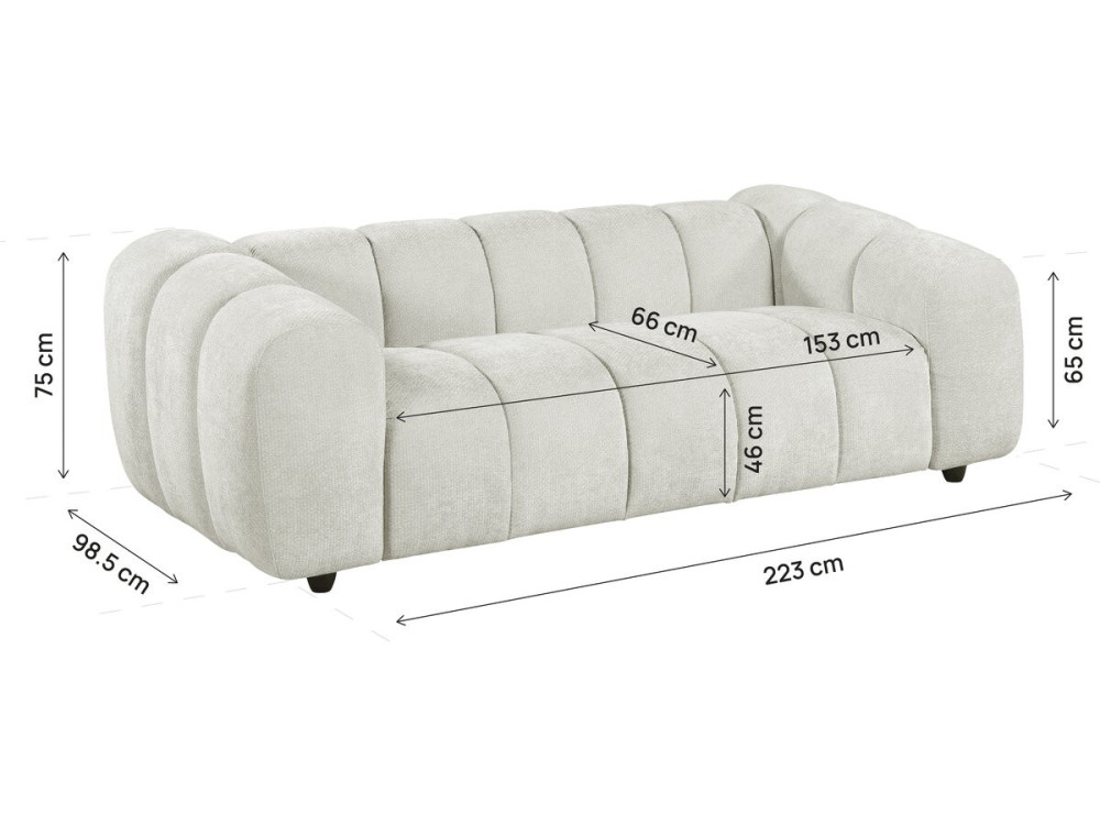 Gerades Sofa im Bubble-Stil aus dem Stoff „Courcelles“ – 3-Sitzer – Beige