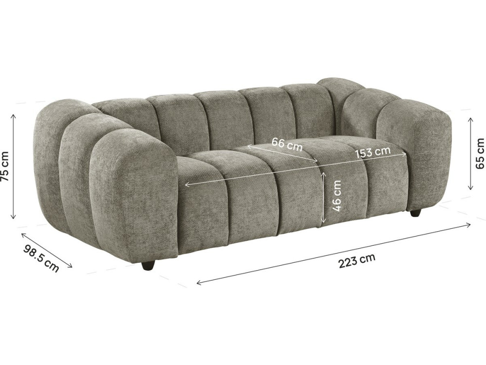 Gerades Sofa im Bubble-Stil aus dem Stoff „Courcelles“ – 3-Sitzer – Braun