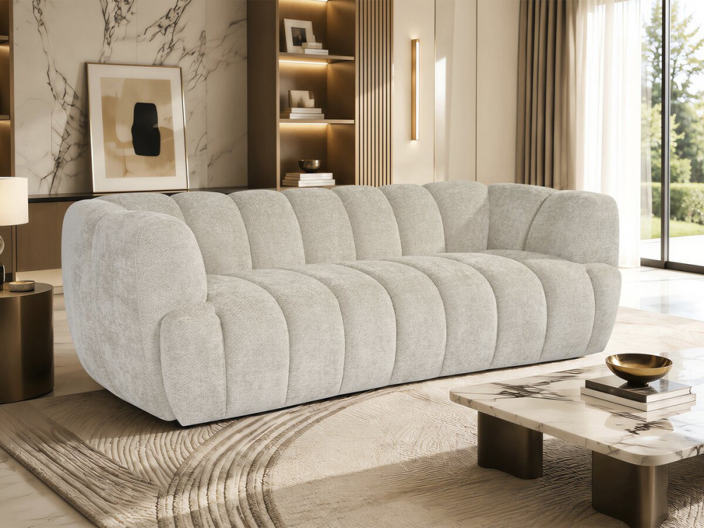Gerades Sofa im Bubble-Stil aus dem Stoff „Malakoff“ – 3-Sitzer – Beige