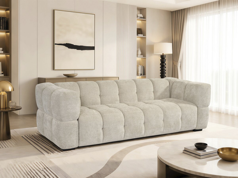 Gerades Sofa im Bubble-Stil aus dem Stoff „Spontini“ – 3-Sitzer – Beige