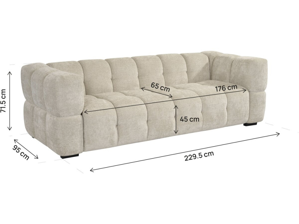 Gerades Sofa im Bubble-Stil aus dem Stoff „Spontini“ – 3-Sitzer – Beige