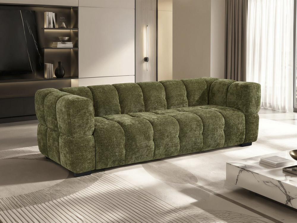 Gerades Sofa im Bubble-Stil aus dem Stoff „Spontini“ – 3-Sitzer – Grün