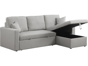 Ecksofa reversibel mit Schlaffunktion und Stauraum „Alain“ - 3-Sitzer - Hellgrau