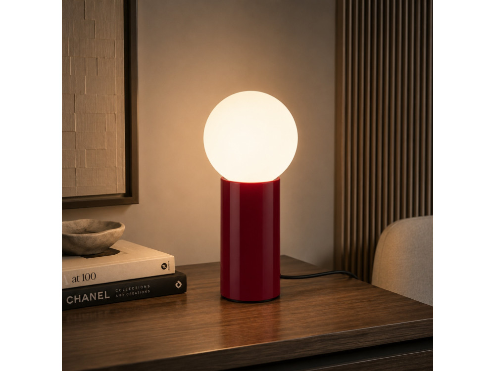 Tischlampe aus Metall „Polo“ – 15 x 15 x 35 cm – Rot