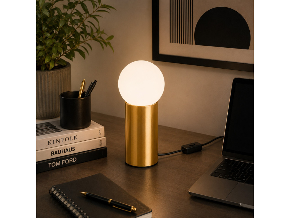 Tischlampe aus Metall „Polo“ – 15 x 15 x 35 cm – Gelb