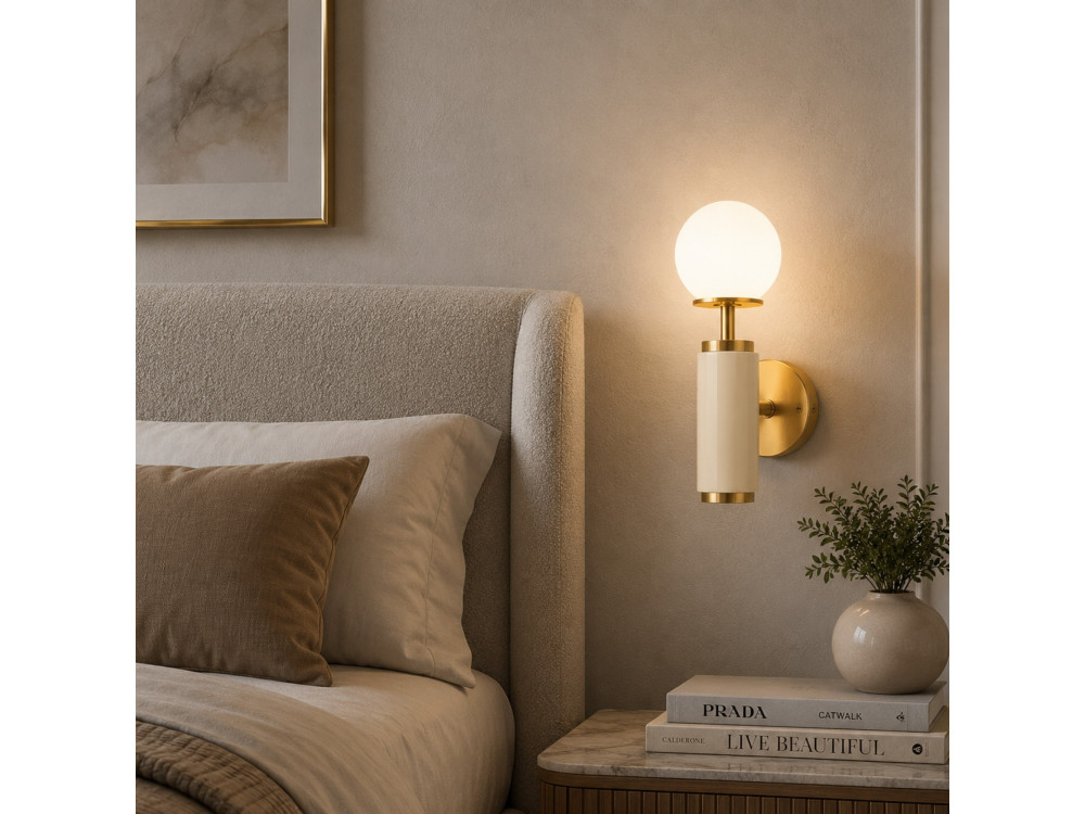 Wandleuchte aus Metall „Moira“ – 15 x 17 x 37 cm – Beige