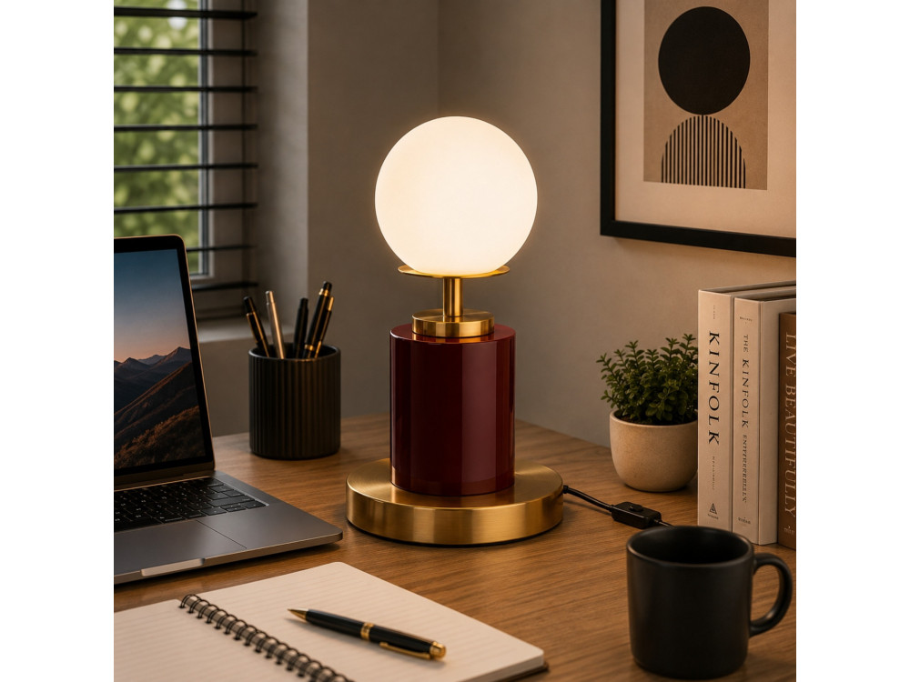 Tischlampe aus Metall „Moira“ – 17 x 17 x 34 cm – Rot