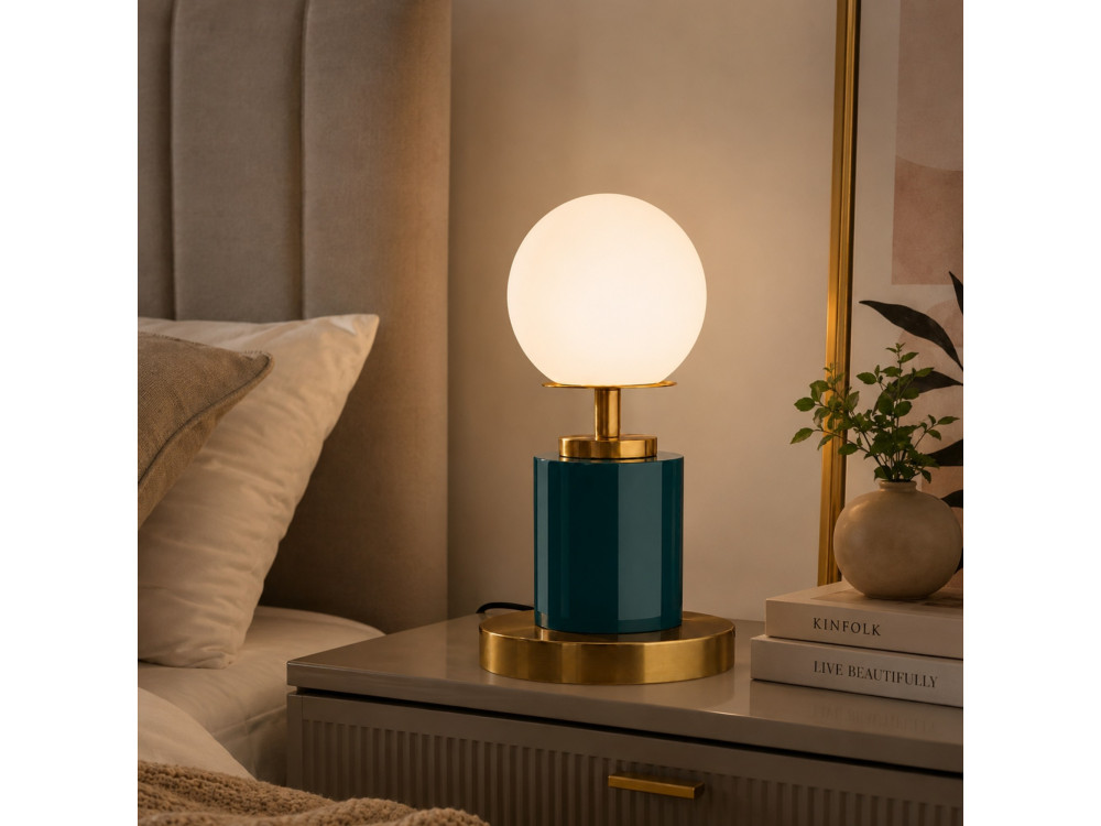 Tischlampe aus Metall „Moira“ – 17 x 17 x 34 cm – Dunkelgrün