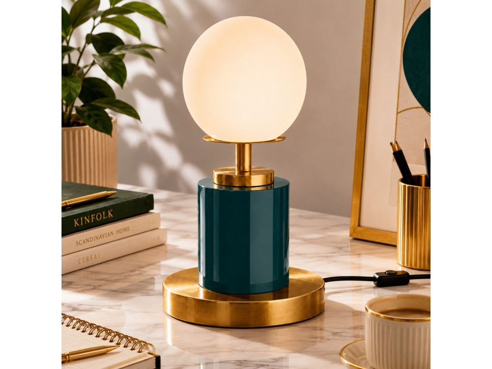 Tischlampe aus Metall „Moira“ – 17 x 17 x 34 cm – Dunkelgrün