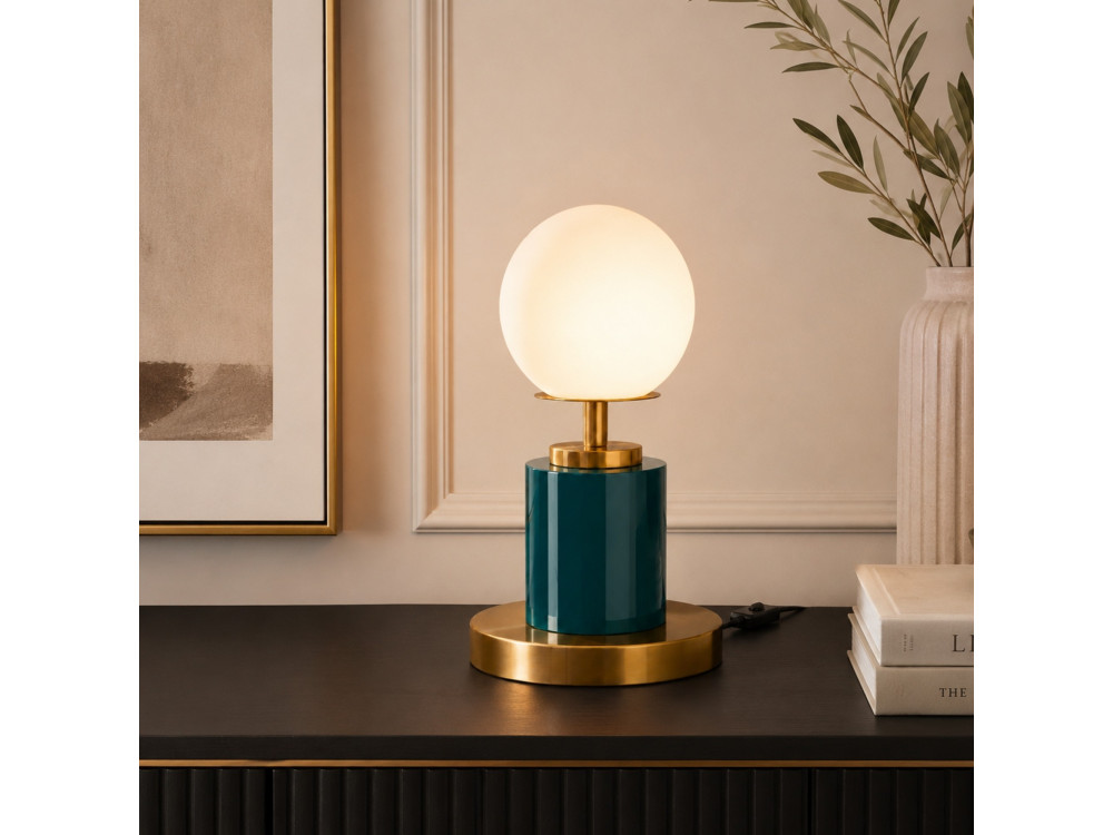 Tischlampe aus Metall „Moira“ – 17 x 17 x 34 cm – Dunkelgrün